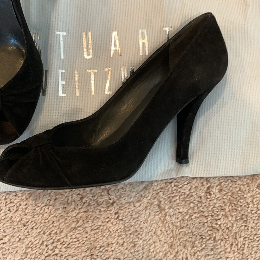 Stuart Weitzman Open Toe Suede Black Knot Detail … - image 6